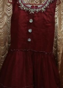 Elegant Maroon Embellished Dress