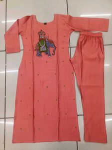 Elegant Peach Kurta Set