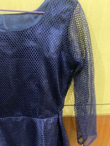 Navy Blue Mesh Dress