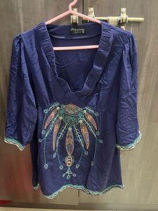 NAVY BLUE BOHEMIAN TUNIC TOP