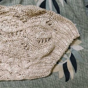 Silver Knit Open Weave Top Combo 2 Piece