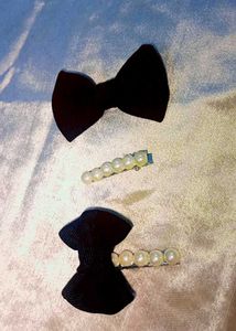 Korean Denim Bow Clips