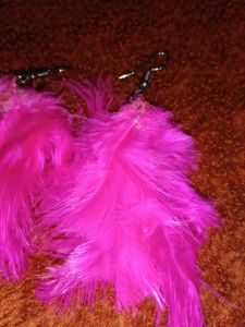 Pink Feather Earrings
