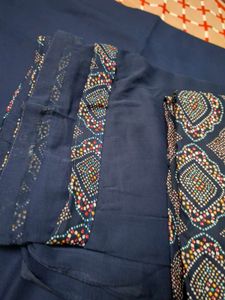 Navy Blue Printed Suit Material