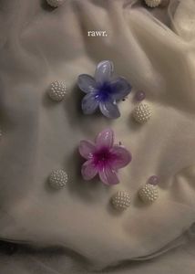 Pink Floral Flower Hair Clips- 1pc
