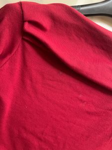 Red Ribbed Knit Top