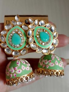 Combo Of 3 Earings,Saree Pin And Hair Clip