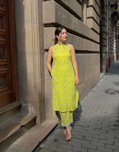 Green Floral Kurti Pant