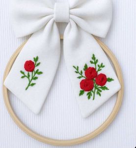 Black Bow with Rose Embroidery (1 ps)