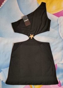 One Shoulder Waist Cut-Out Mini Bodycon Dress