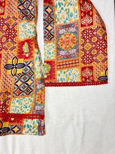 Boho Patchwork Bell Sleeve Short Kurti