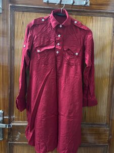 Red pathani kurta for women