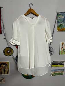 Elegant White V-Neck Blouse