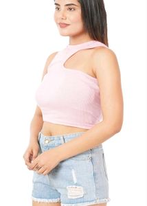 Zara Solid Asymmetrical Crop Top Casual