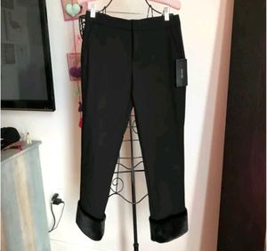 Black Fur Cuff Pants