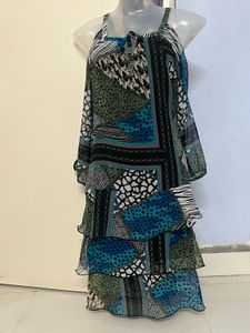 Pintrest Tiered Abstract Print Dress