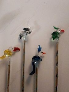 Set Of 4 Glass Stirrers