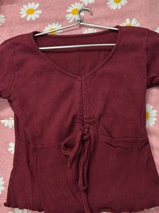 Burgundy Long Sleeve Top