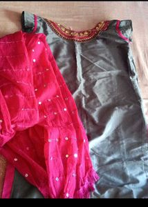 Punjabi Rani Colour Patiala Suit With Dupatta