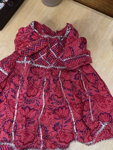 Girls' Pink Floral Kurti Set