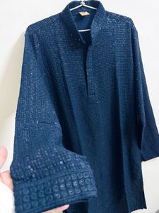 Stylish Navy Sequins Blue Kurta Set