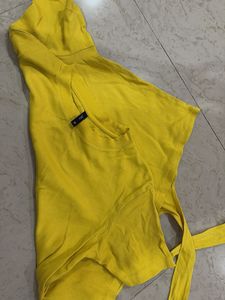 Yellow Tie-Front Crop Top
