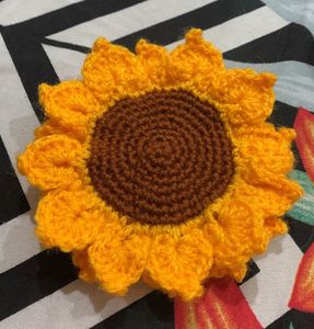 Crochet Sunflower Coasters (Set of 2)