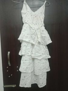 White Floral Tiered Dress