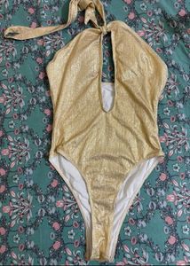 Gold Halter Sexy Bodysuit