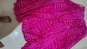 Pink and white Bhandani choli