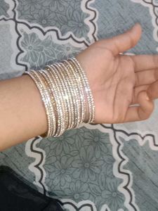 Sparkling Silver Bangle Set