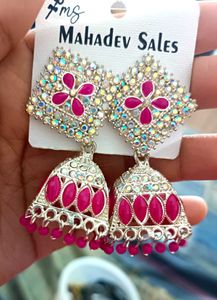 Pink Jhumka Earrings