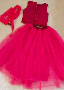 Pink Ghagra ,Top And Dupatta Set