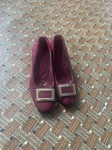 Burgundy Suede Ballet Flats
