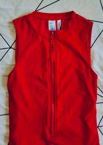 Red Sleeveless Zip Swimsuits