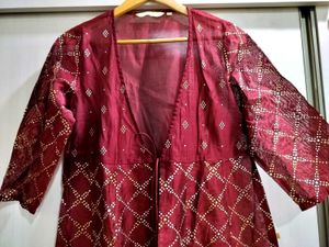 Maroon Embroidered Kurta Jacket For Dandiya