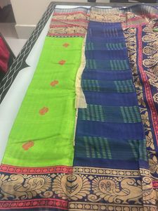 Silk Green And Blue Border Saree
