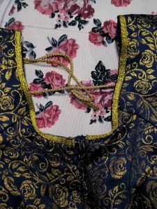 Royal Blue Banarasi Blouse With Golden Detailing