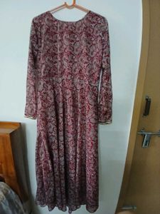 Full sleeve floral gown with dupatta