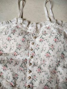 Floral Lace Trim Cami Top