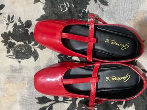 Red Patent Leather T-Strap Flats