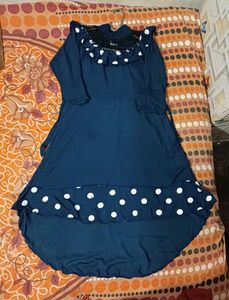 Cute Polka Dot Dress with net neck