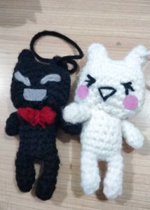 Black N White Toro Cat Crochet Charm