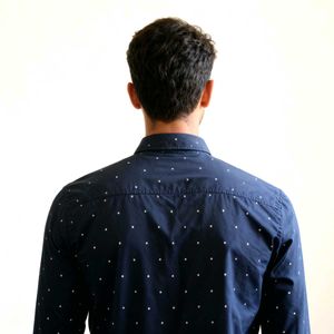 Navy Blue Patterned Shirt