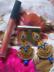 Huda Beauty Lipstick &amp; Earrings Set
