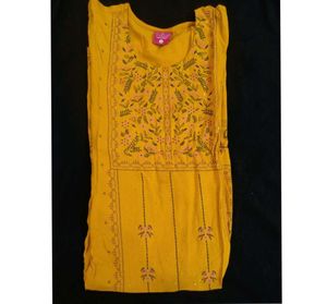 Yellow Printed Kurta