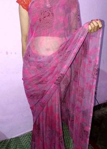 Pink Printed Saree