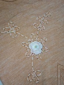 Peach Knit Top with Floral Detail