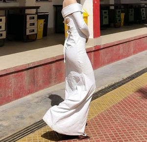 White Off-Shoulder Maxi Dress