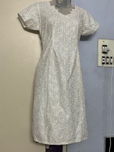 Pintrest Chikenderi white designer kurta